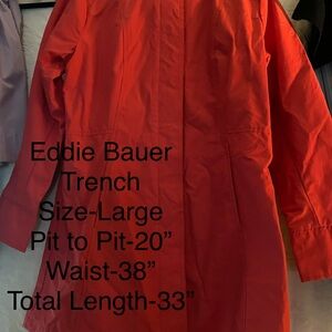 Eddie Bauer Women's Bright Coral Pink/ Reddish Trench Coat